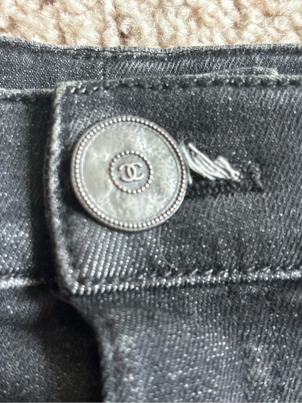 CHANEL Black Skinny Jeans with Subtle CC Motif